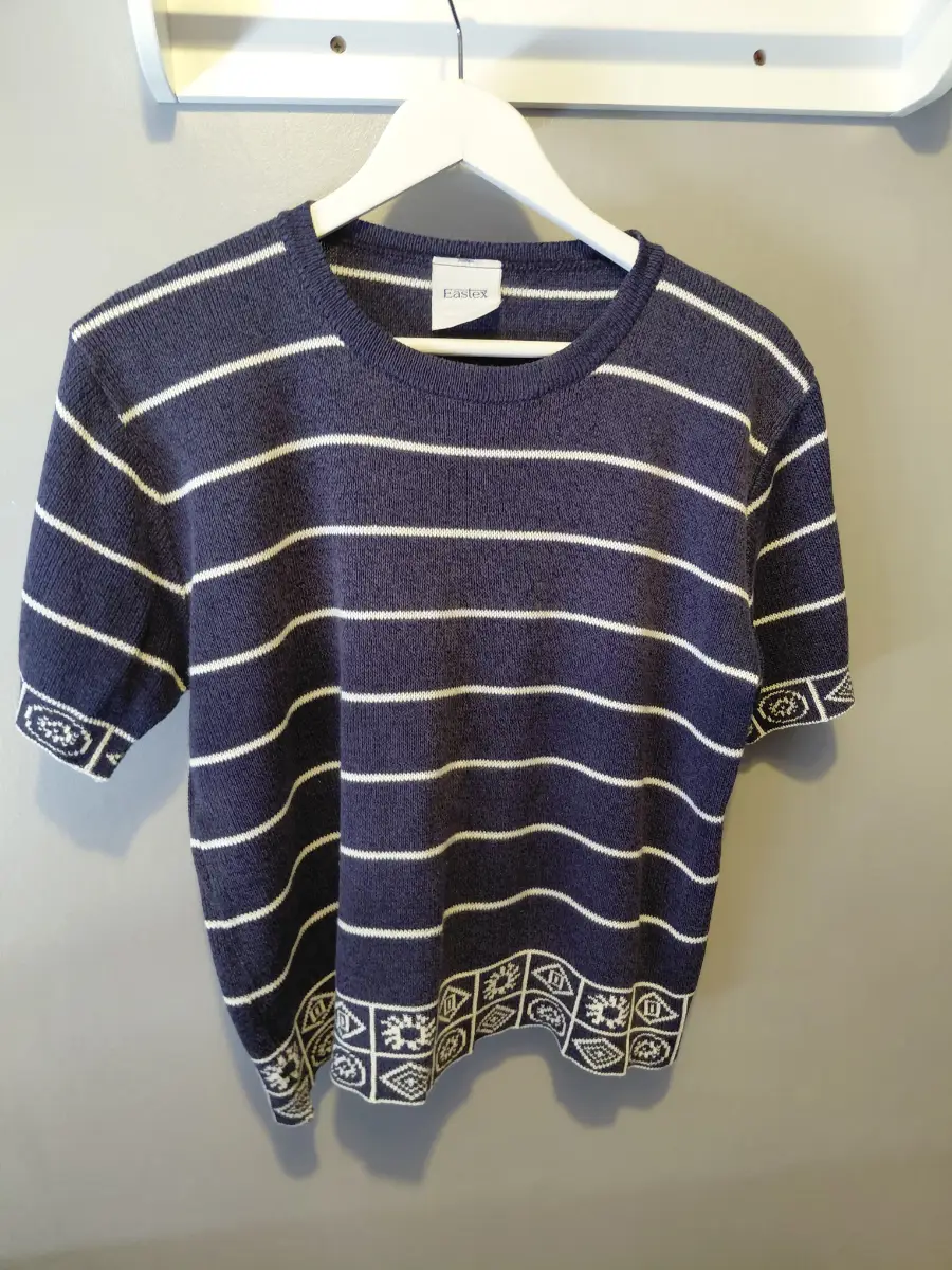 Eastex vintage knit top short sleeved size small cotton acrylic nautical