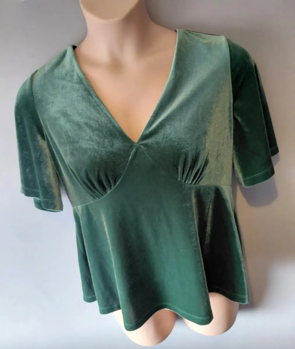 Seasalt cornwall top Velour velvet style green uk 14 mermaid cruise party