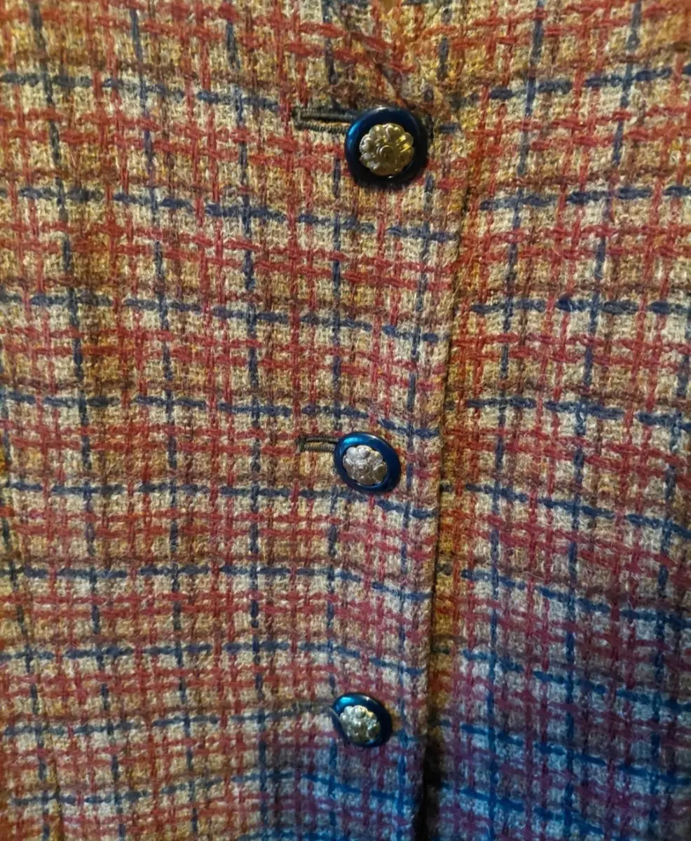 Eastex 100% pure wool  quirky vintage blazer  jacket uk 12 red  tweed checked  buttons