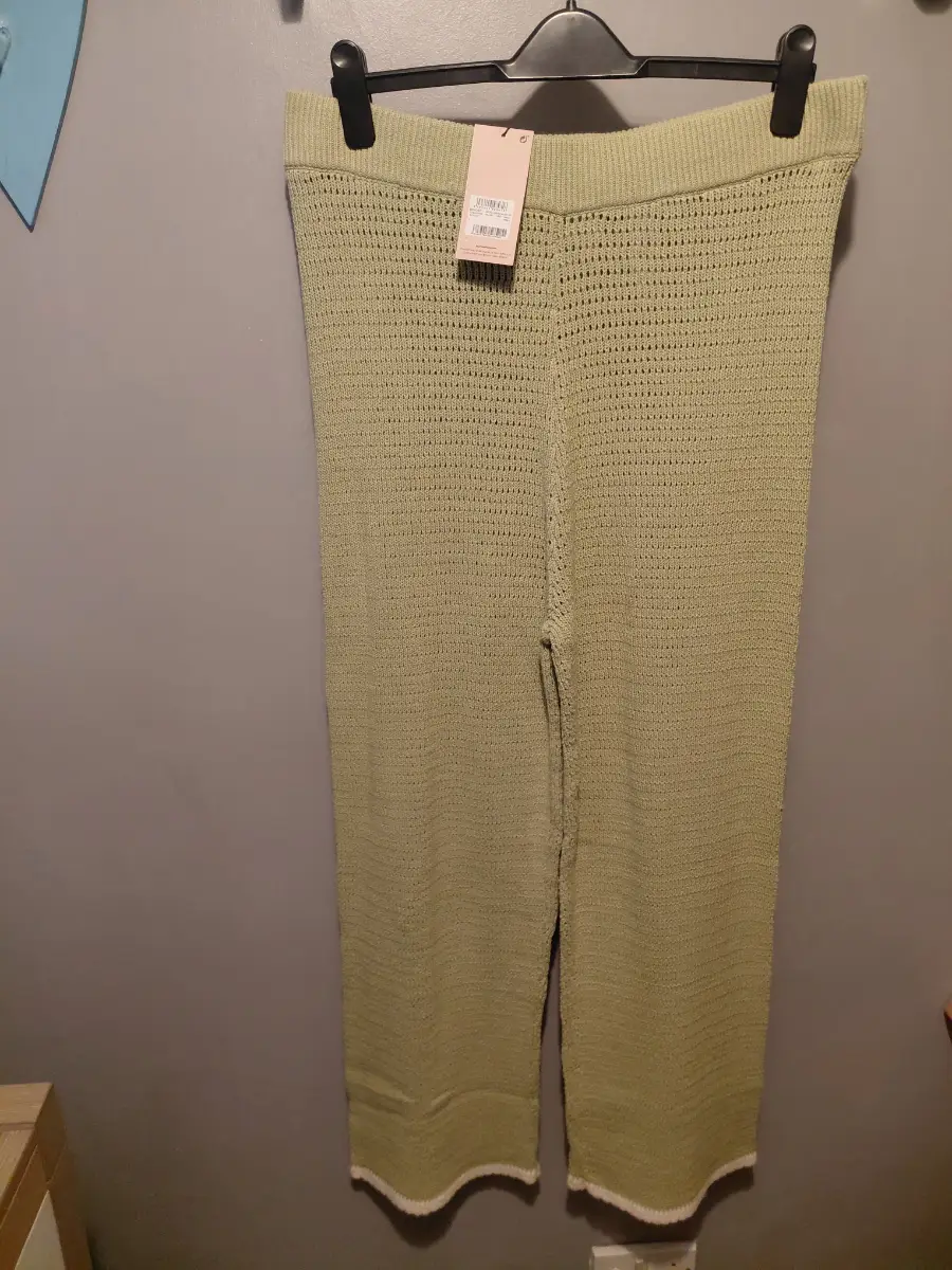 Laura ashley green crochet lime apple trousers wide leg small bnwt