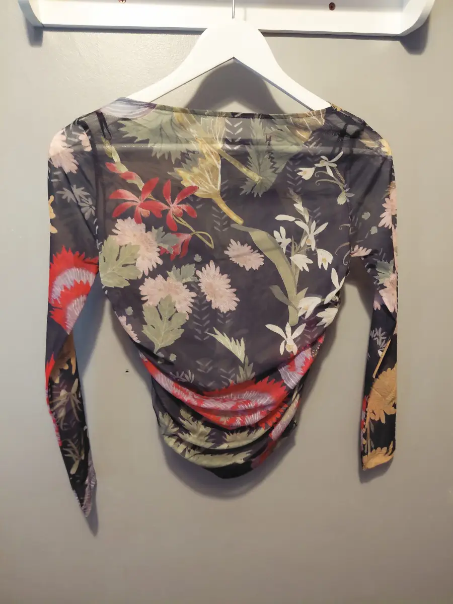 Kew Collection  next Bnwt New  Floral Print Long Sleeve Ruched  Mesh Top 4  Petite