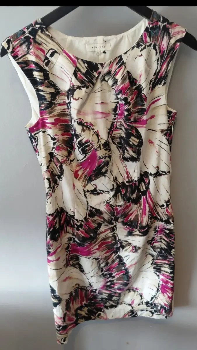 Kew 159 abstract design shift dress black 10 cotton elastane polyester