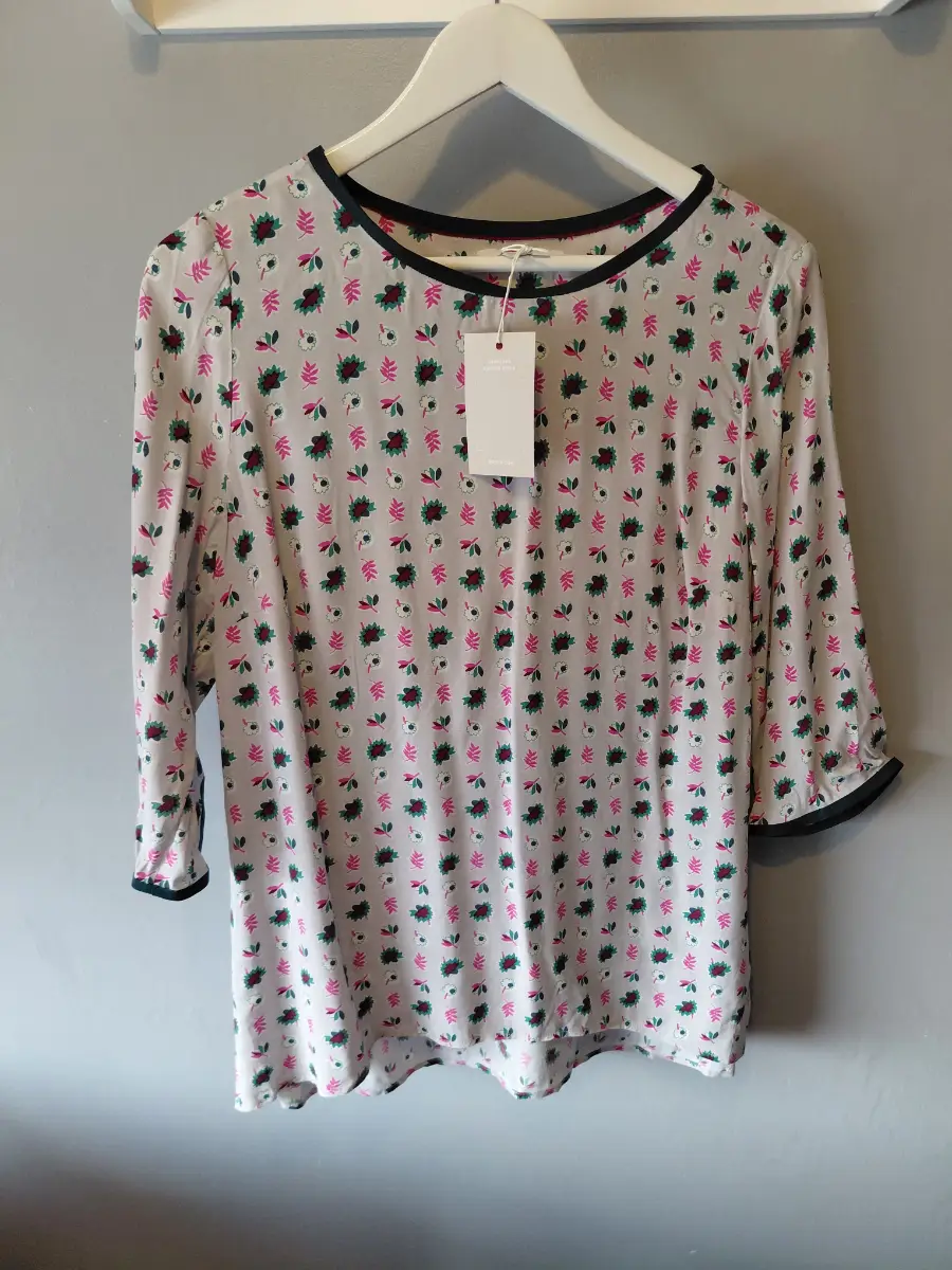 Size 12 boden grey bright top bnwt viscose workwear short sleeve