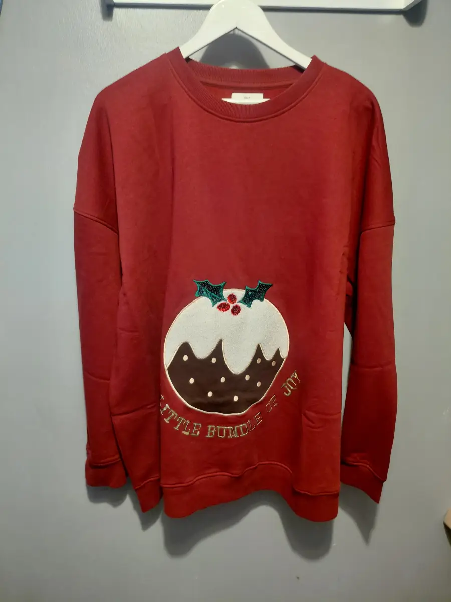 Burgundy Maternity Christmas Sweatshirt Next Rrp £32 Bnwt New