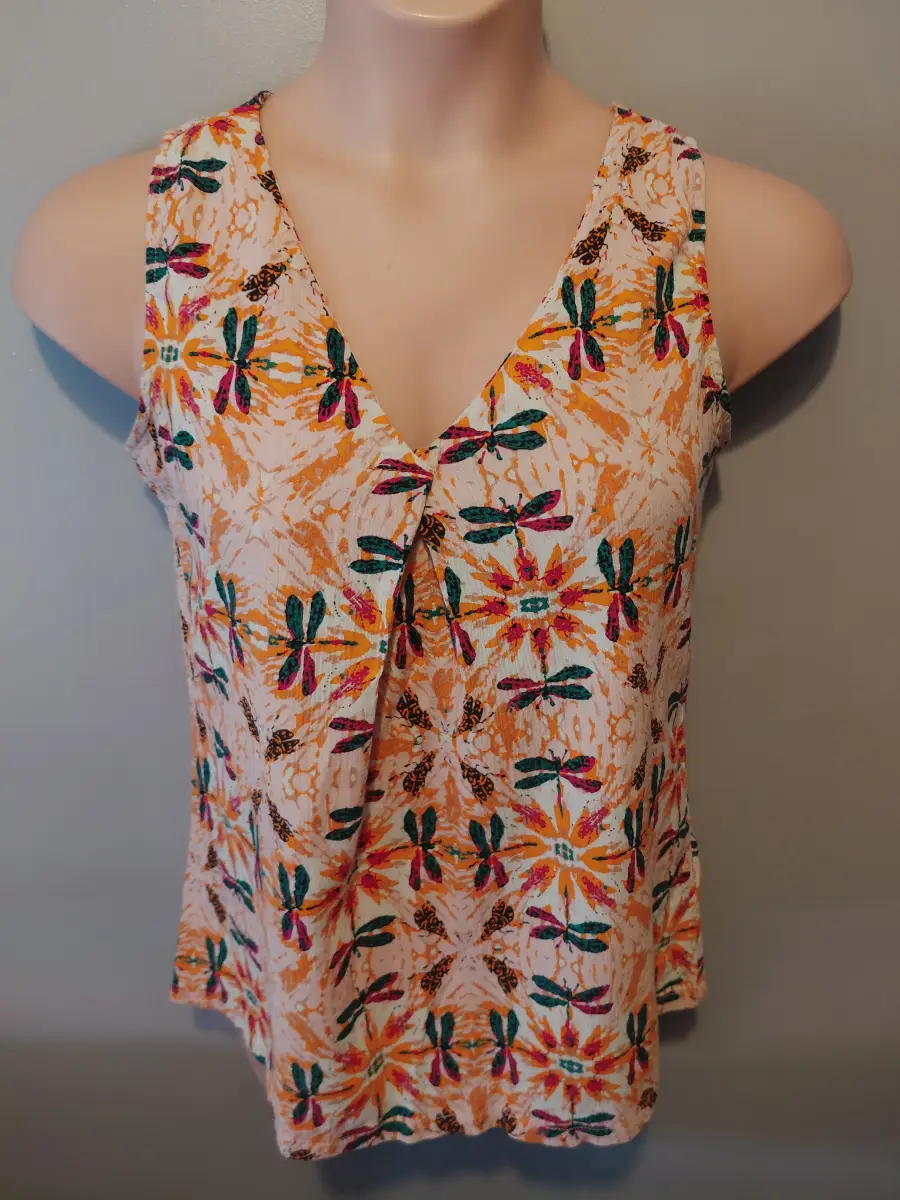 Weird fish vest v neck size 12 dragonfly bright 100% organic cotton