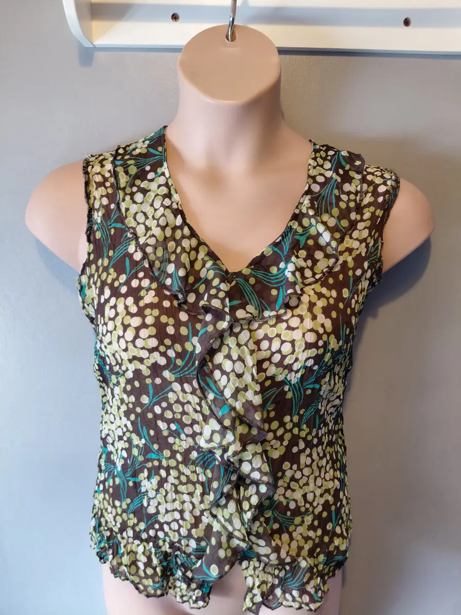 Y2k m&s vintage crinkle spot vest ruffle size 10
