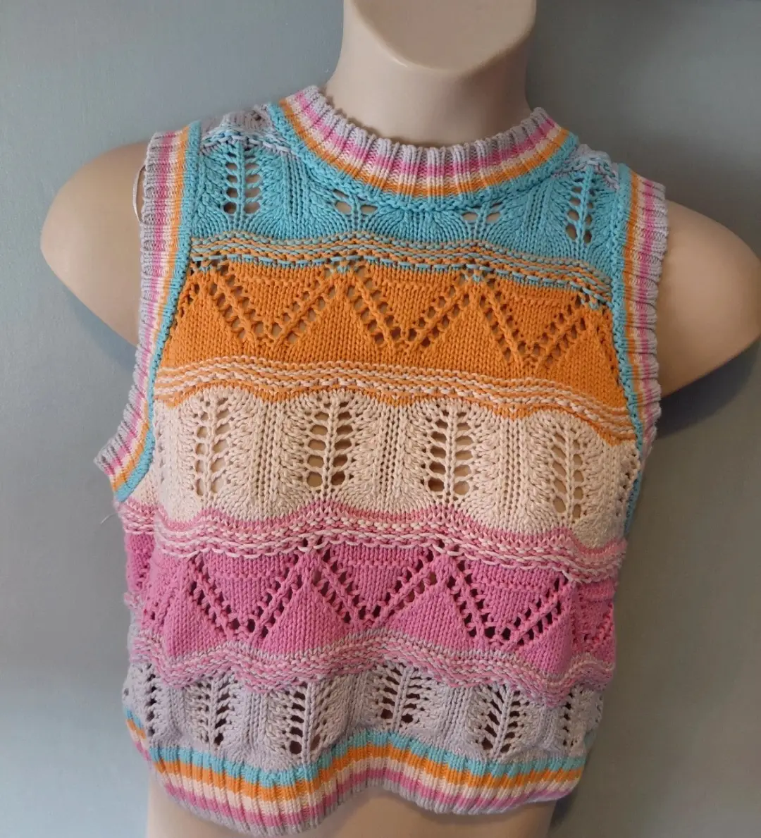 Zara Size Small Sleeveless Knit Bright Colours Sweater Vest