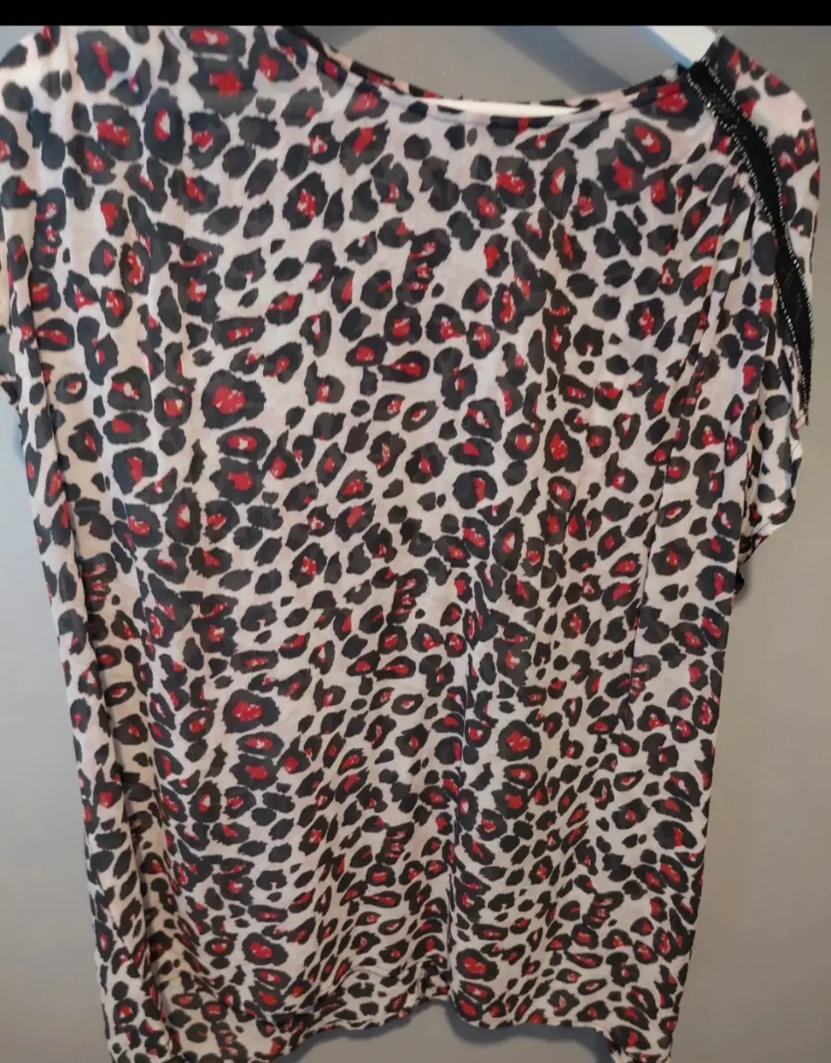 Next leopard animal print  uk 20 viscose red tshirt top lace stud