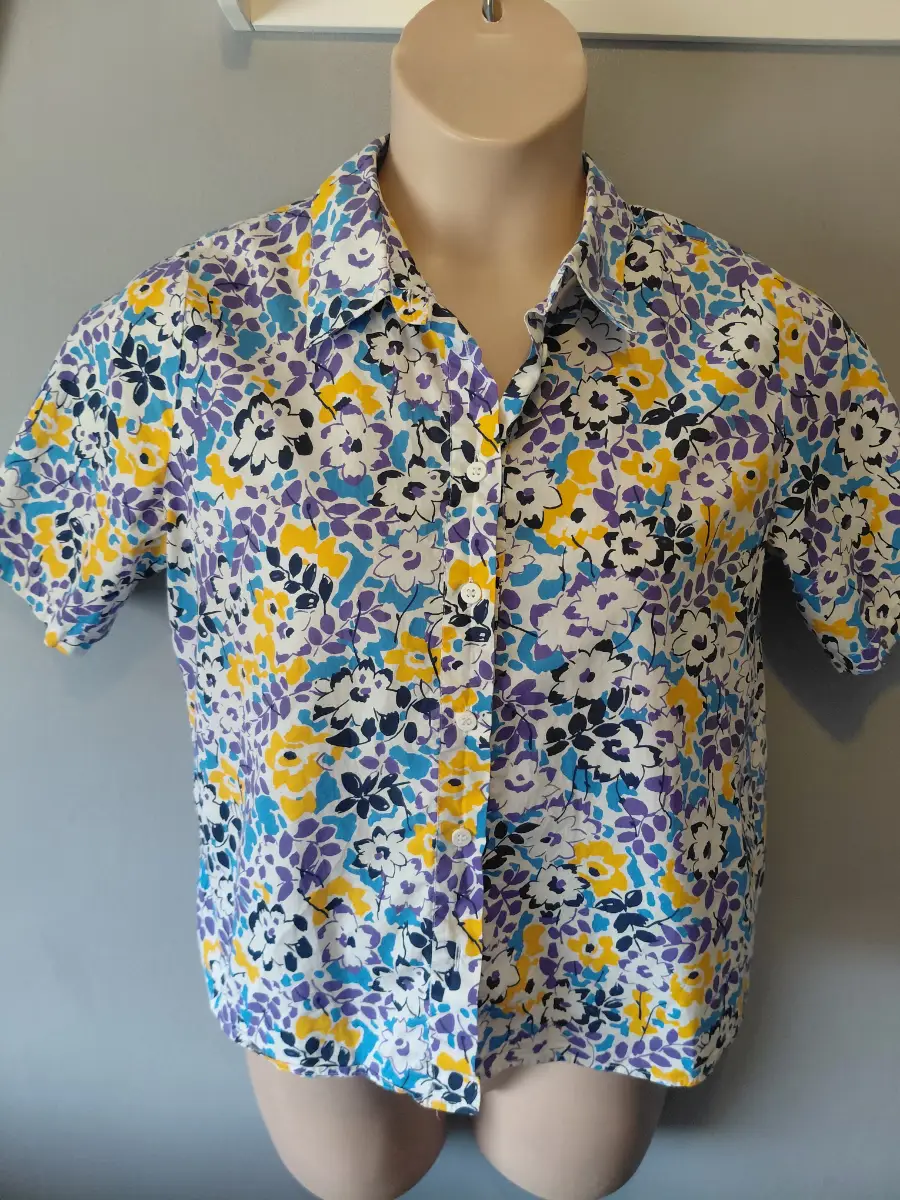 Finery size 10 blue purple floral shirt boxy style