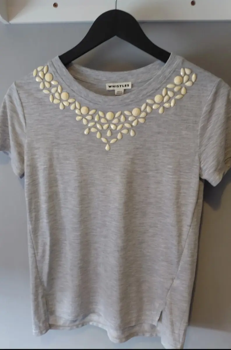 Grey Whistles tshirt top size xs embelished summer festival polyester viscose acrylic