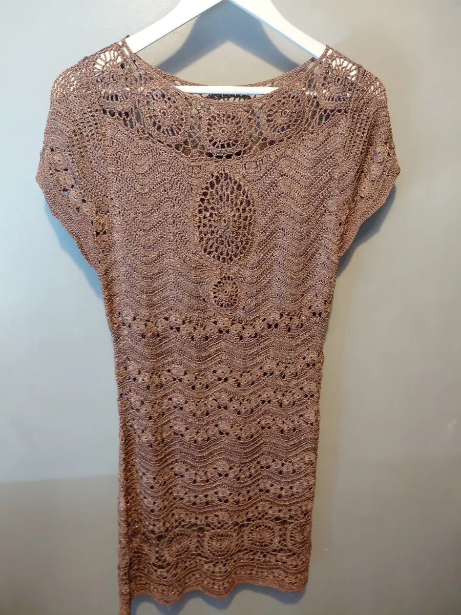 Principles brown metallic boho festival crochet dress  medium cover up