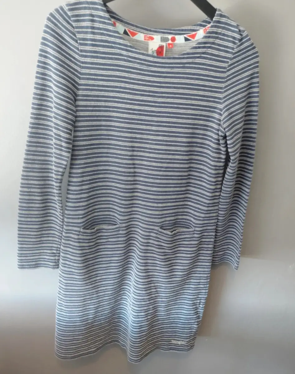 Weird fish uk 8 striped classic  dress with pockets blue stripe thick