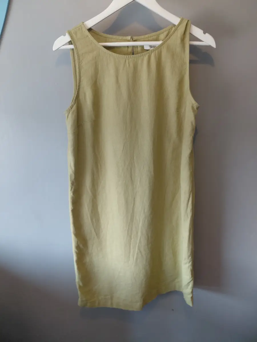 Lime green shift dress bnwt new linen viscose uk 8 rrp £29.50