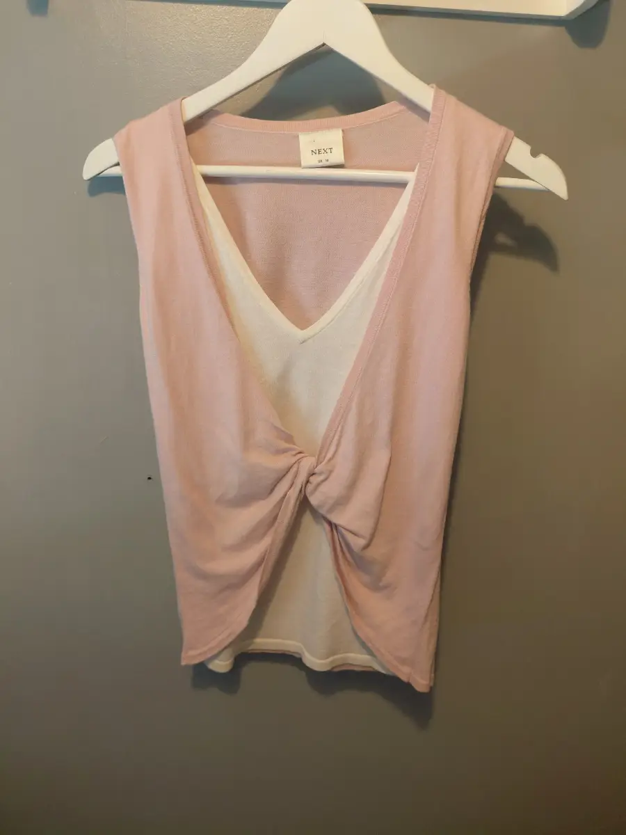 Next y2k pink white knot twist knit style top vintage size 12
