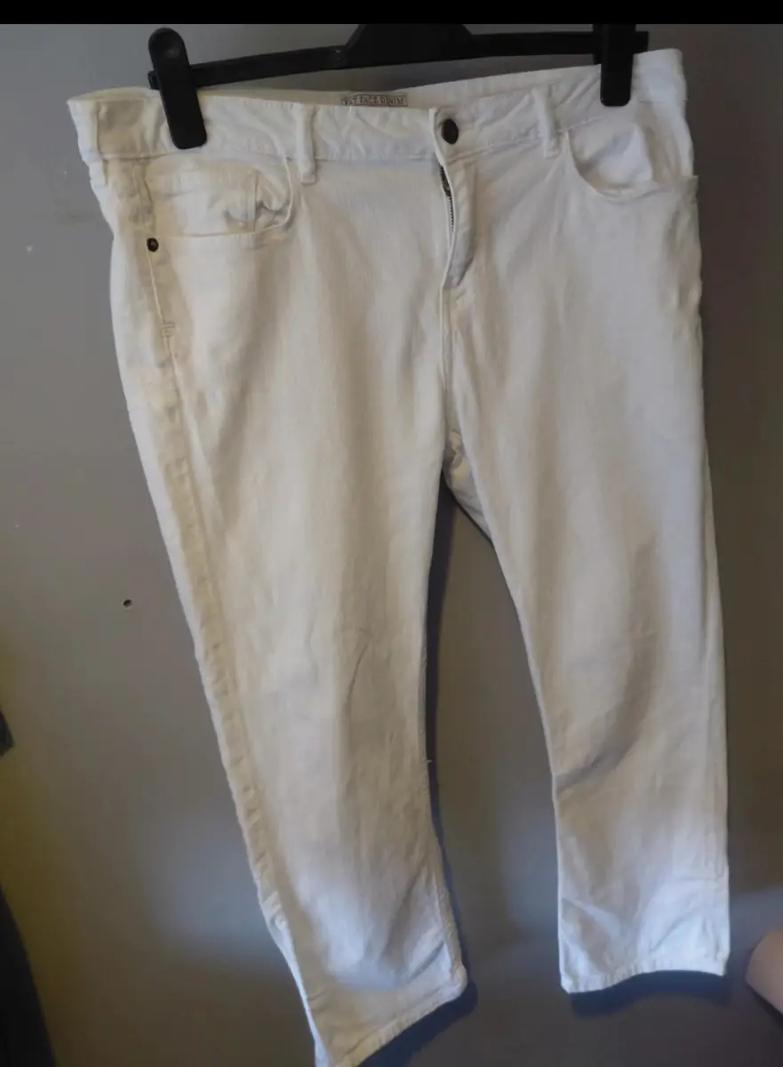 Uk 14 Fatface crop denim jeans white summer cotton