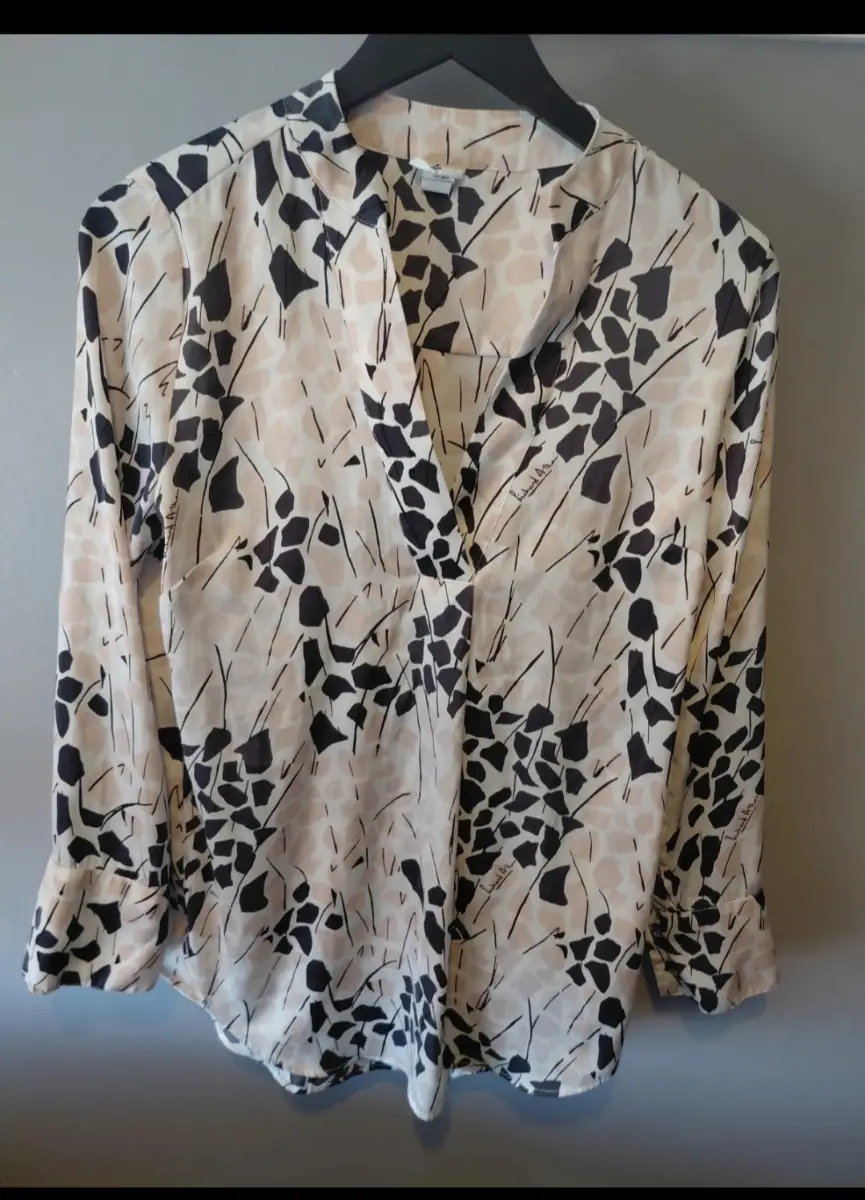 H&m x Richard Allen shirt blouse luxury polyester cream uk 10