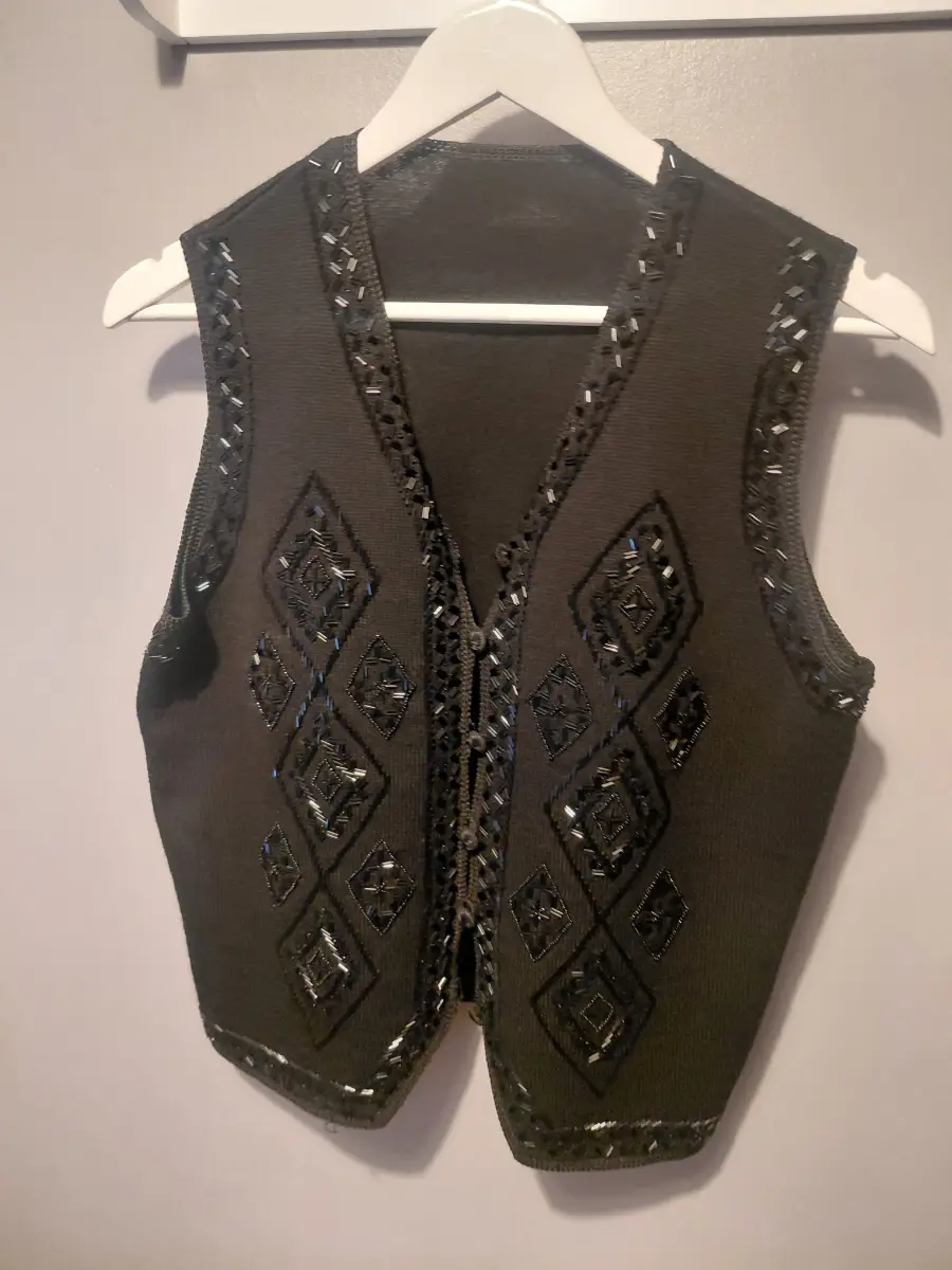 St michael black sleeveless cardigan waistcoat embelished uk 14  sequin