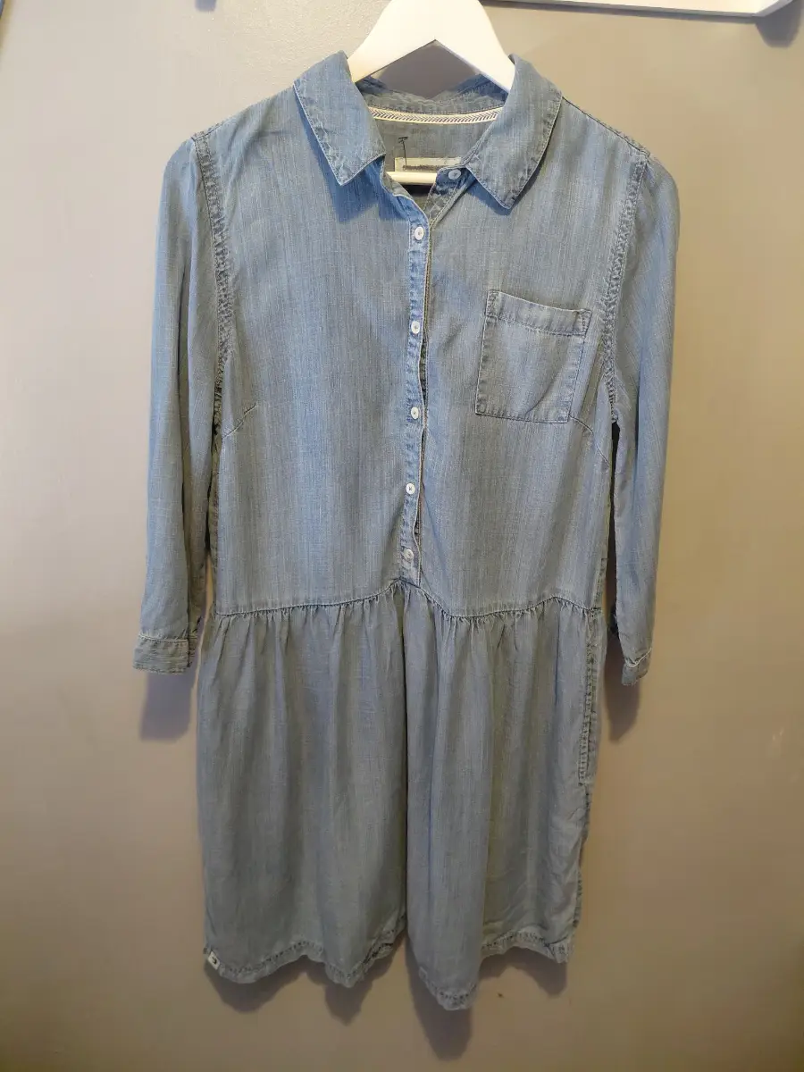 Brakeburn denim stretchy dress 3/4 sleeve lyocell  uk 10