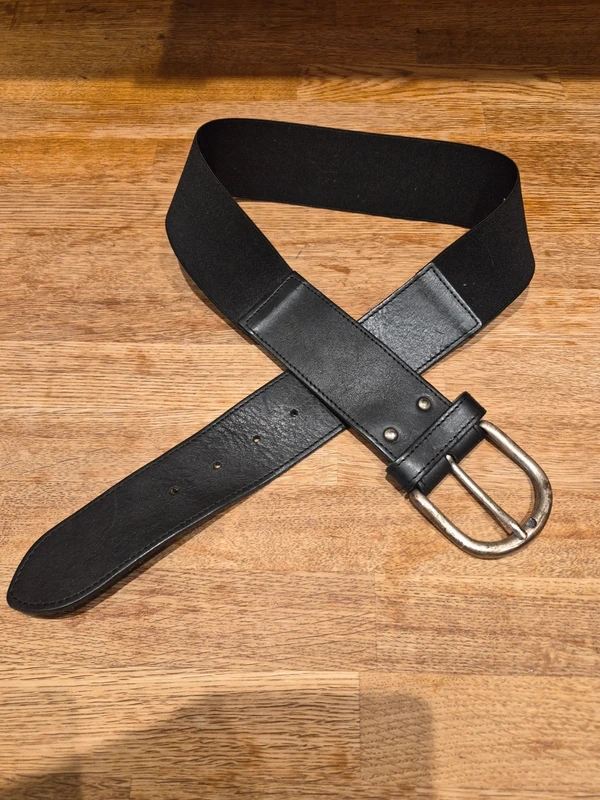 SusyMix Vera Pelle Wide Italian Leather Stretch Belt Black