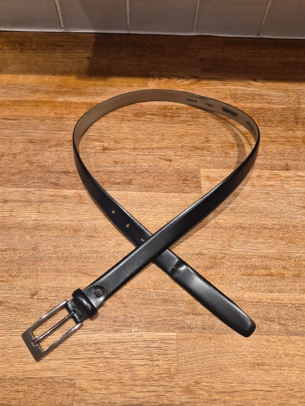SimplyUp Black Italian Leather Belt Made in Italy 120cm