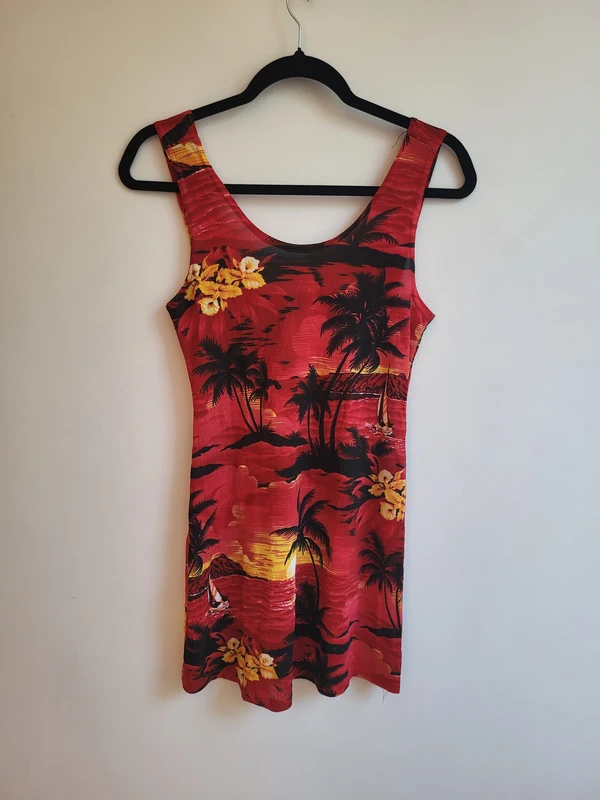 Y2k vintage red sunset body con minidress