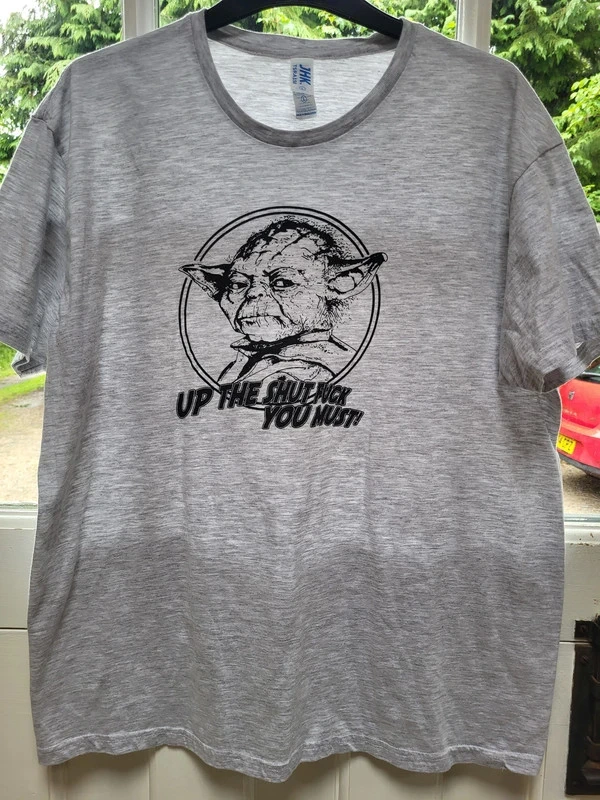 JHK Yoda up the shut f*ck you must grey t shirt