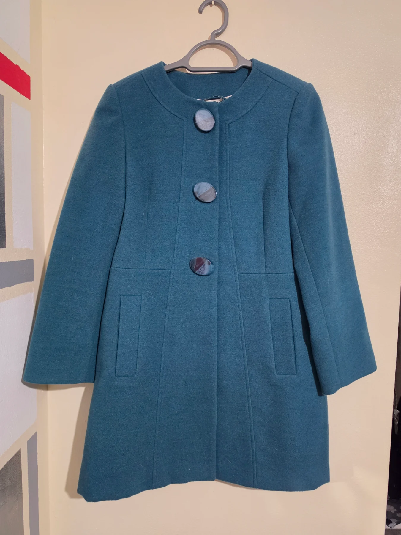 R. Womens size 12 Klass teal tailored fitted coat, winter jacket, VGC