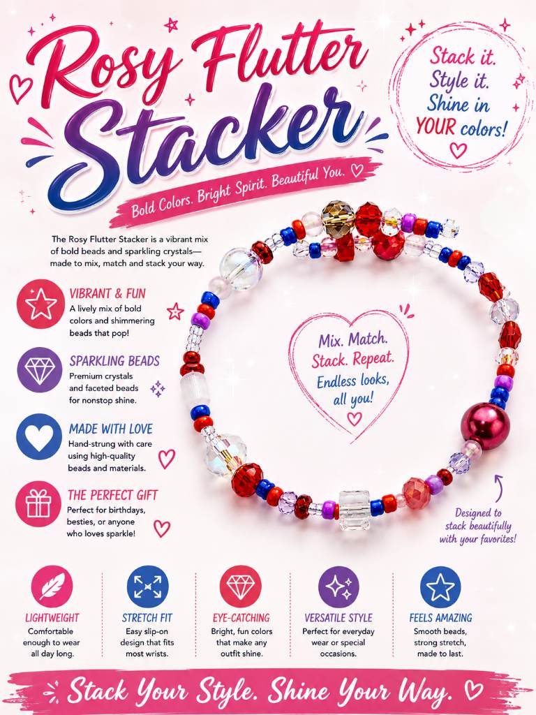 Rosy Flutter Stacker  -  Bracelet