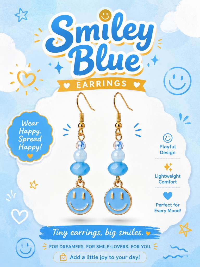 Smiley Blue - Earrings