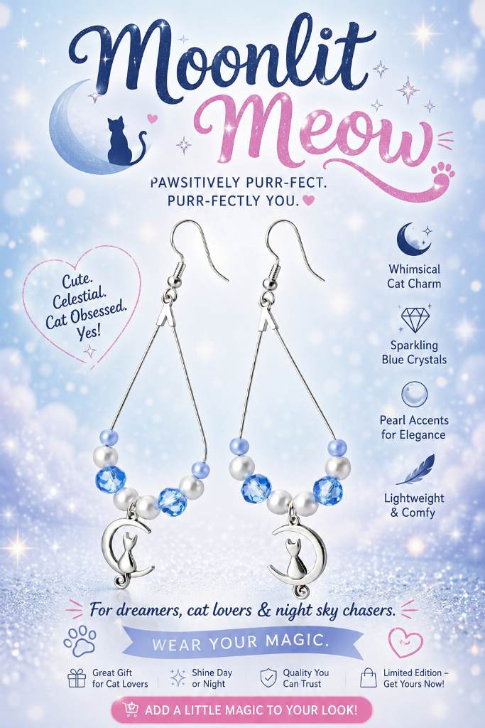 Moonlit Meow - Teardrop Earrings