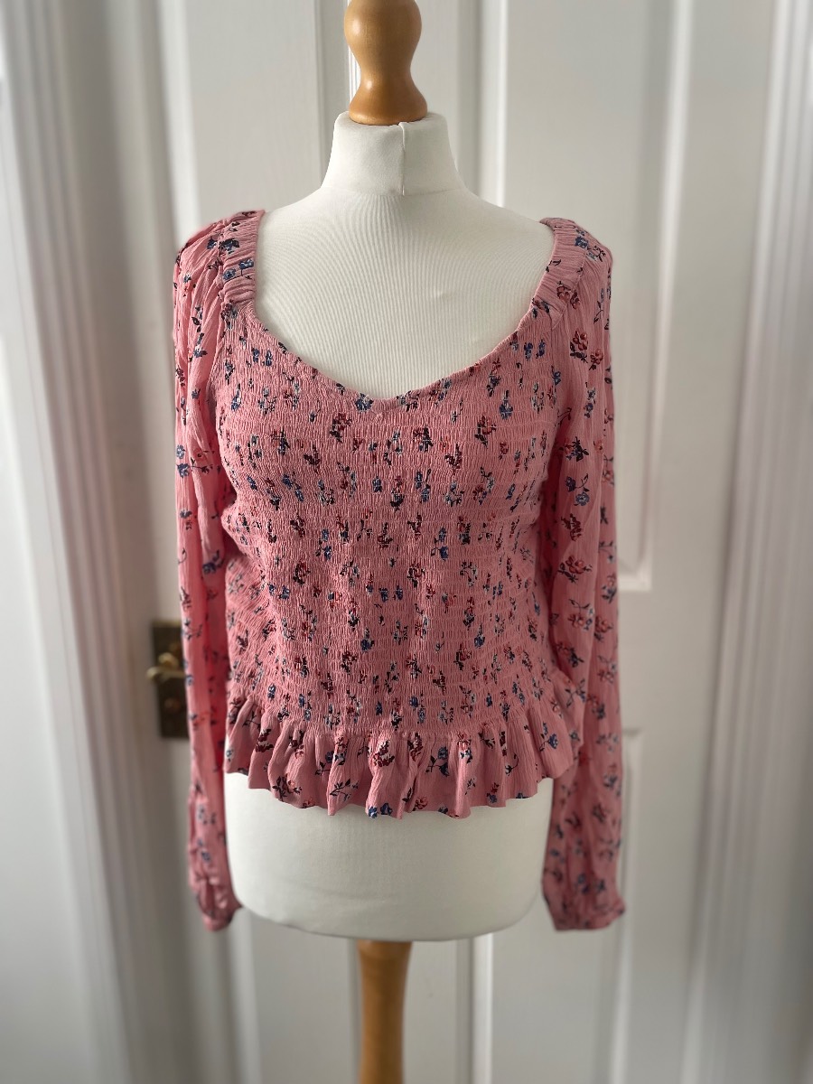 F&F shirred on/off shoulder floral top size 14