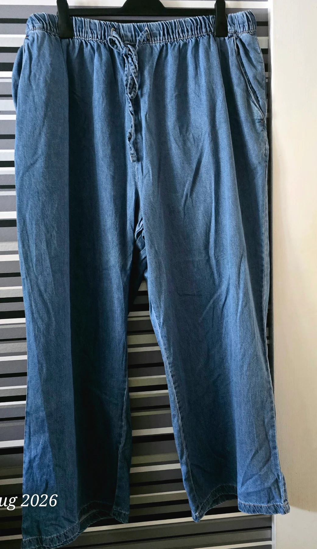 Yours Wide leg denim jeans generous plus size 26 elasticated waist pockets