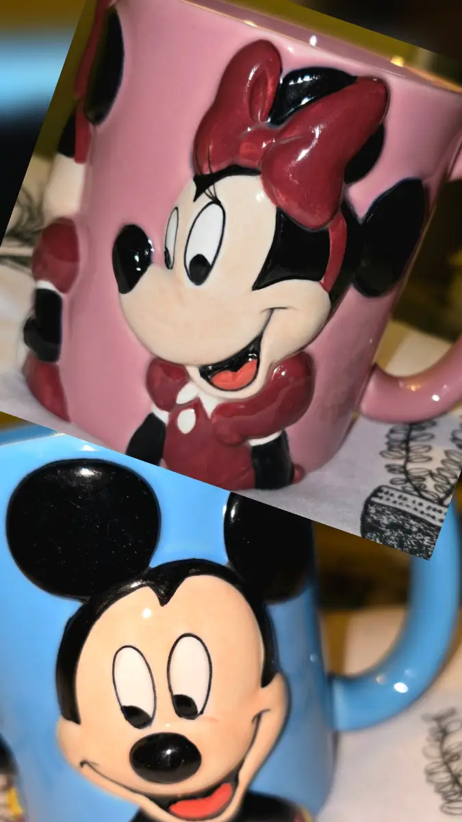 Brand New Genuine Disney Mickey and Minnie Mouse Embossed Mugs