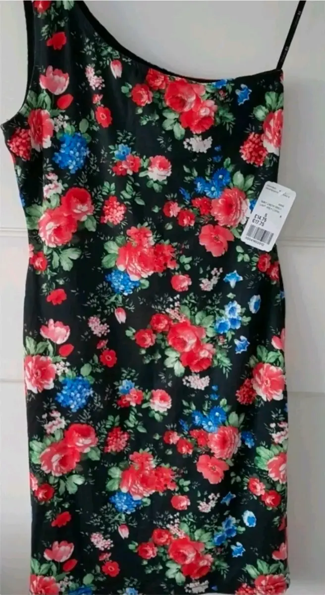 BNWT H&M One Shoulder Floral Bodycon Dress Size Small 8/10