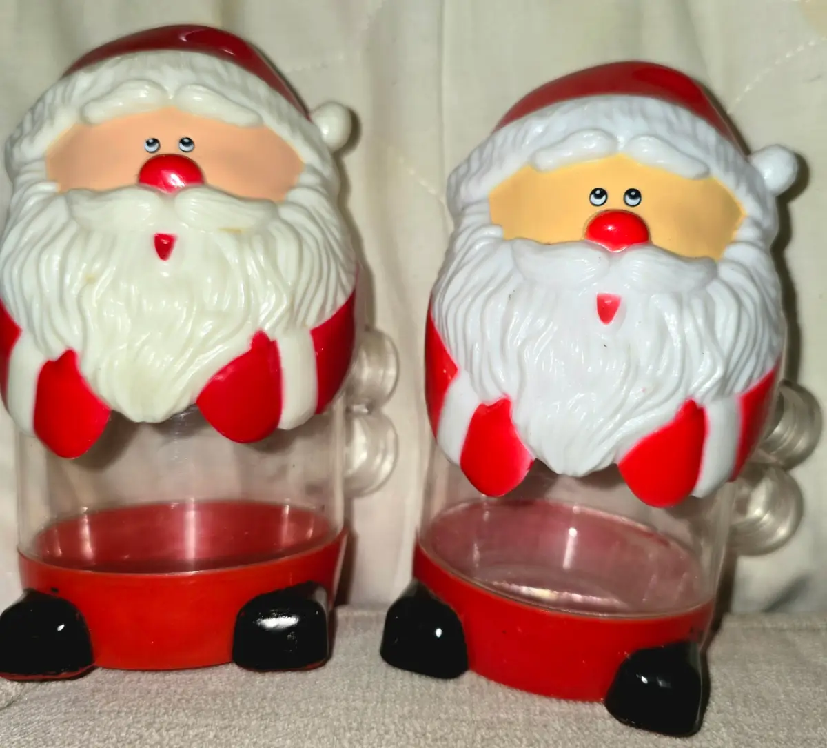 2 x Father Christmas Santa Cups with hole for straws