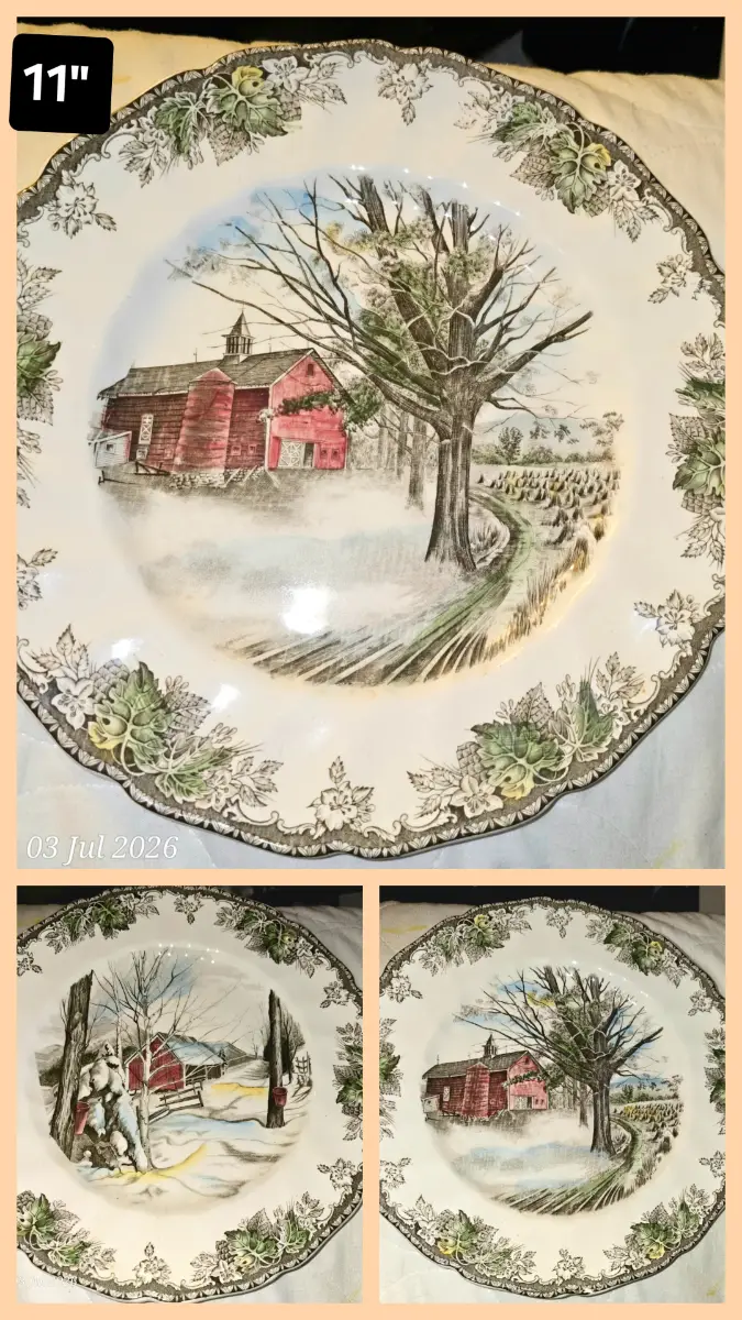 Very rare highly collectible Johnson Bros The Friendly Village 3 x 11" decorative plates