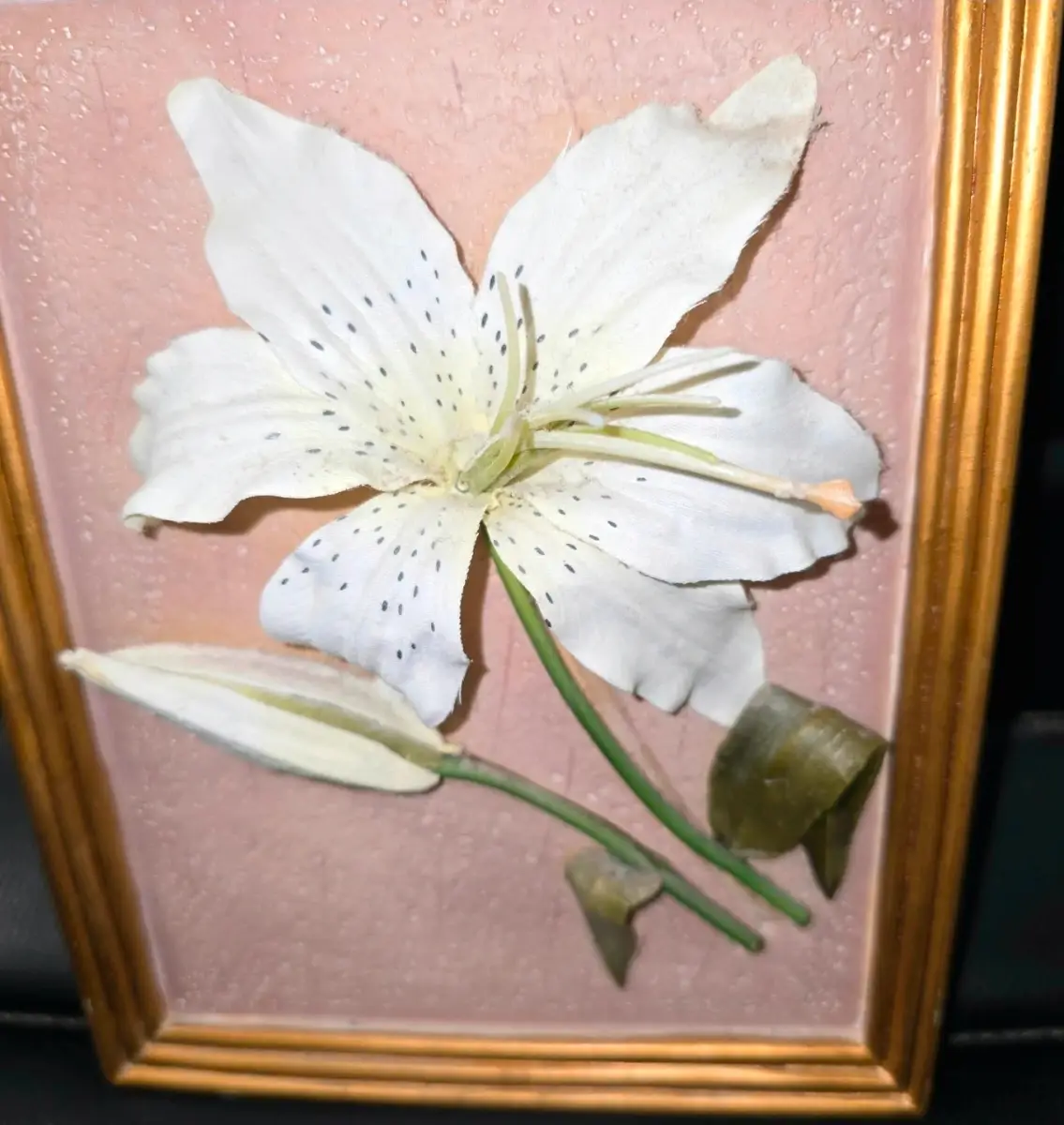 Brand New M&S Pair of 3D Decoupage Fabric Lillies in Frames Wall Hangings