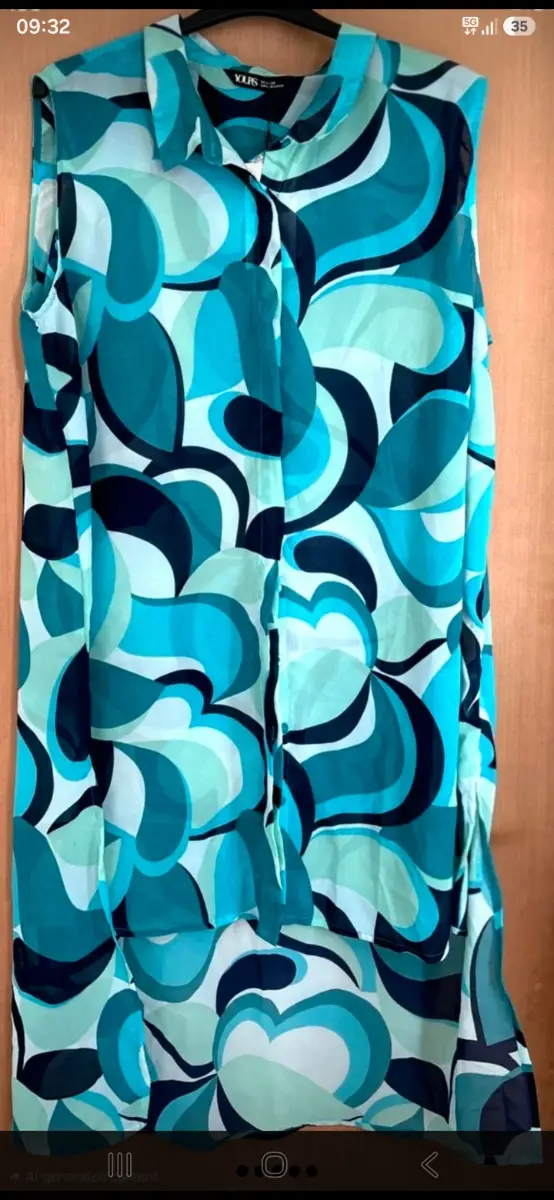 BNWT Yours Long Sleeveless patterned shirt blouse plus size 26/28