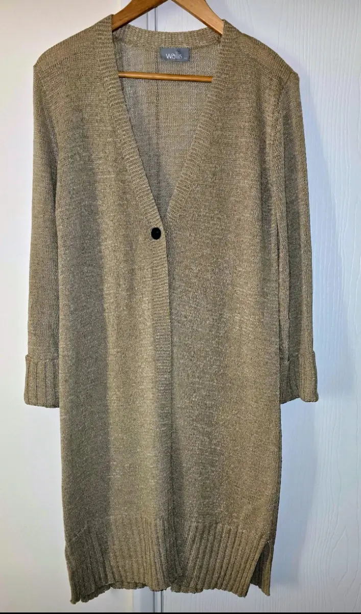 BNWOT Wallis Long Knee Length Beige Cardigan Size 16 Gorgeous Item Never Worn