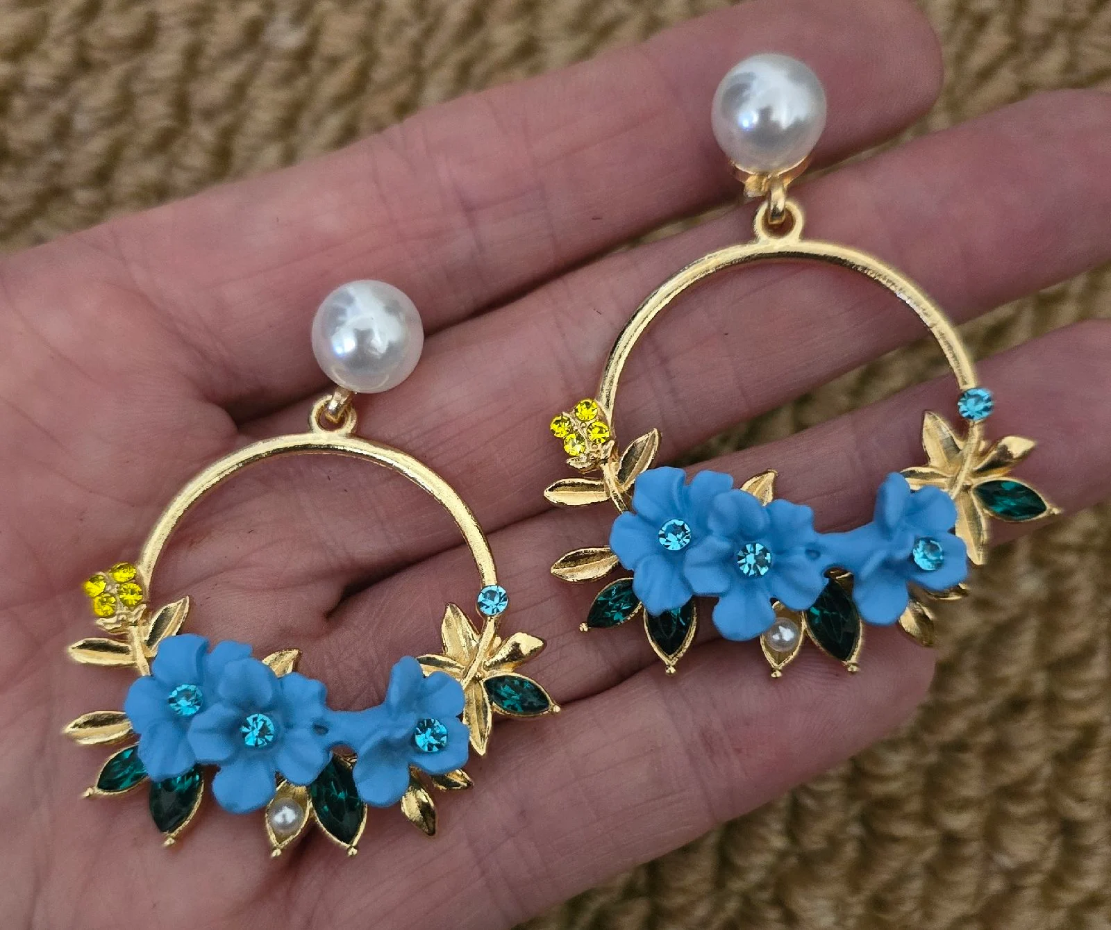 Stunning Multi Gem Blue Tone Earrings