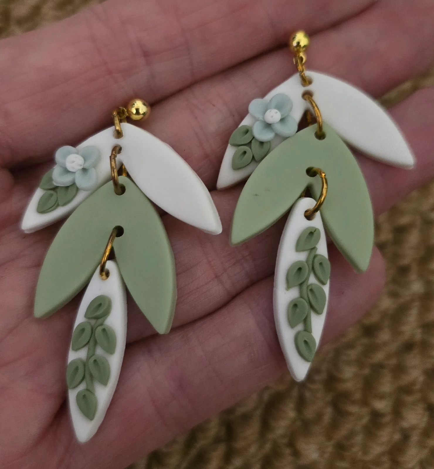 Acrylic Leaf Design Earrings