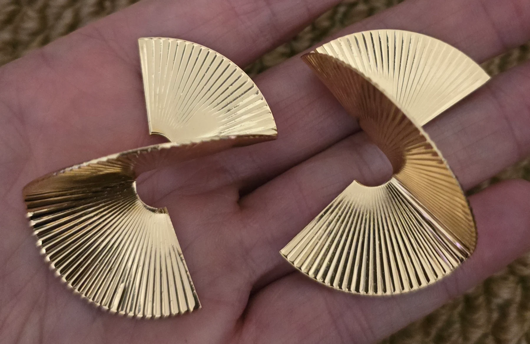 Clip On Gold Tone Modern Earrings.
