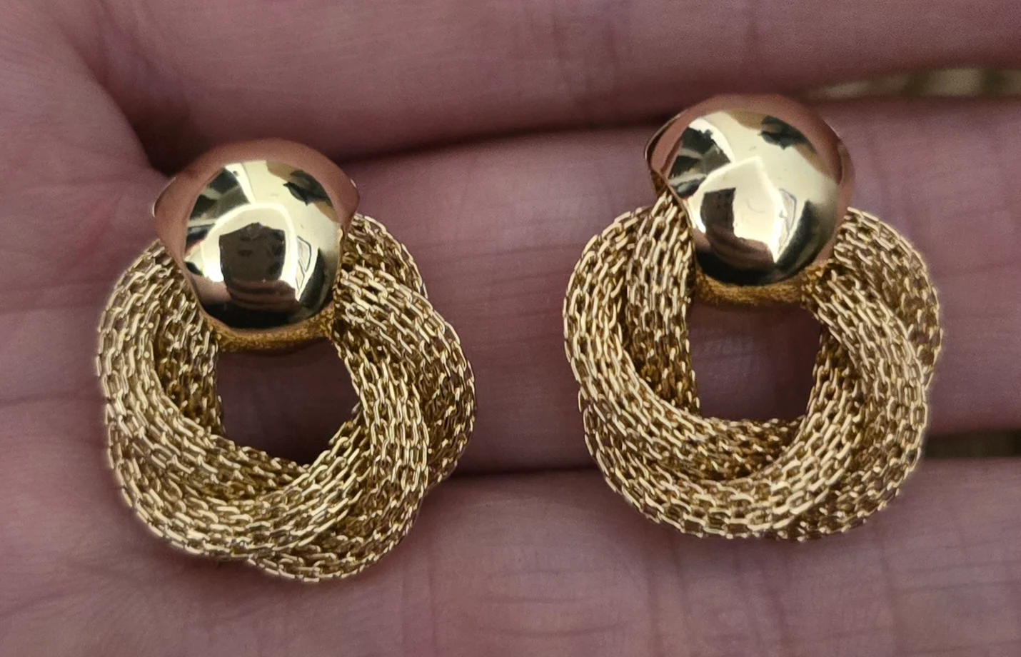 Gold Plated Knot Design Stud Earrings.