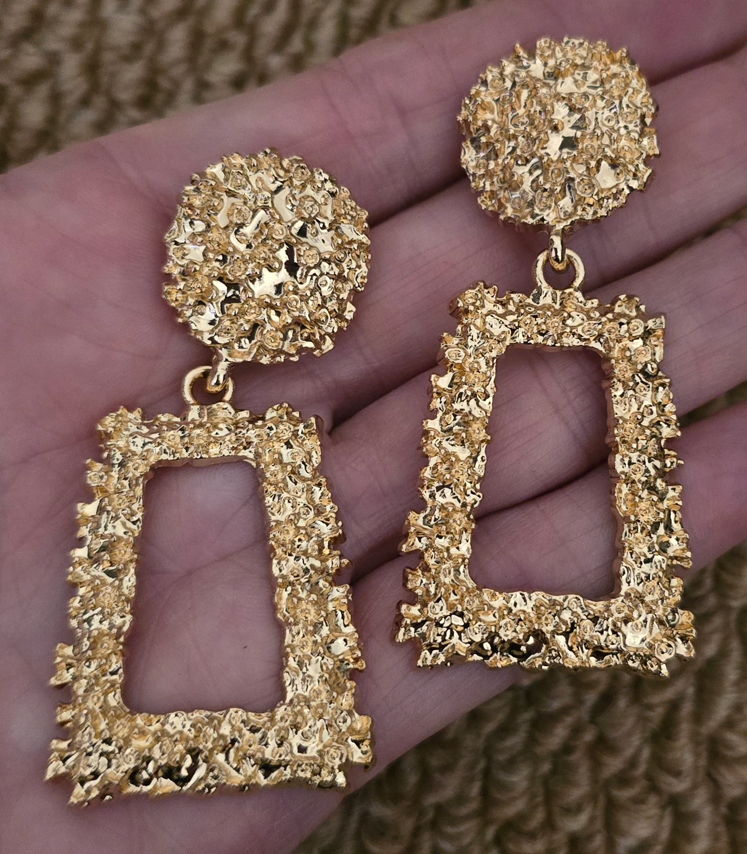 Clip On Large Gold Tone Earrings.