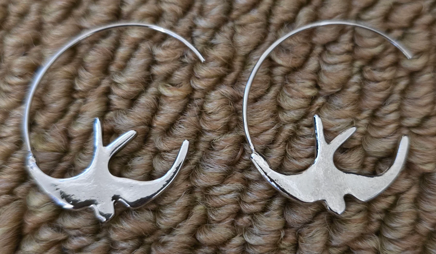 Gorgeous Swallow Design Silver Tone Earrings.