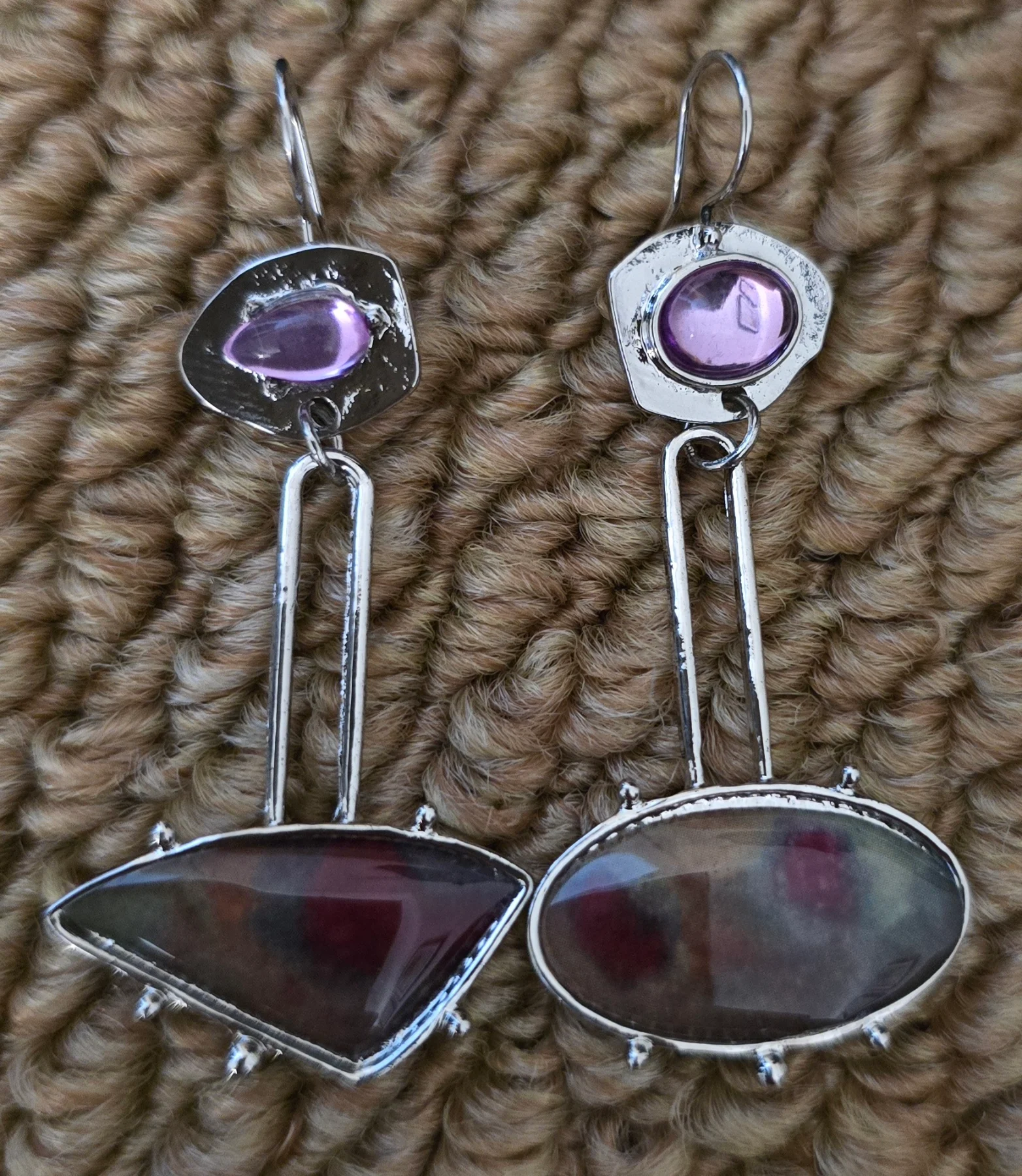 Gorgeous Silver Tone with Purple Detail Earrings.