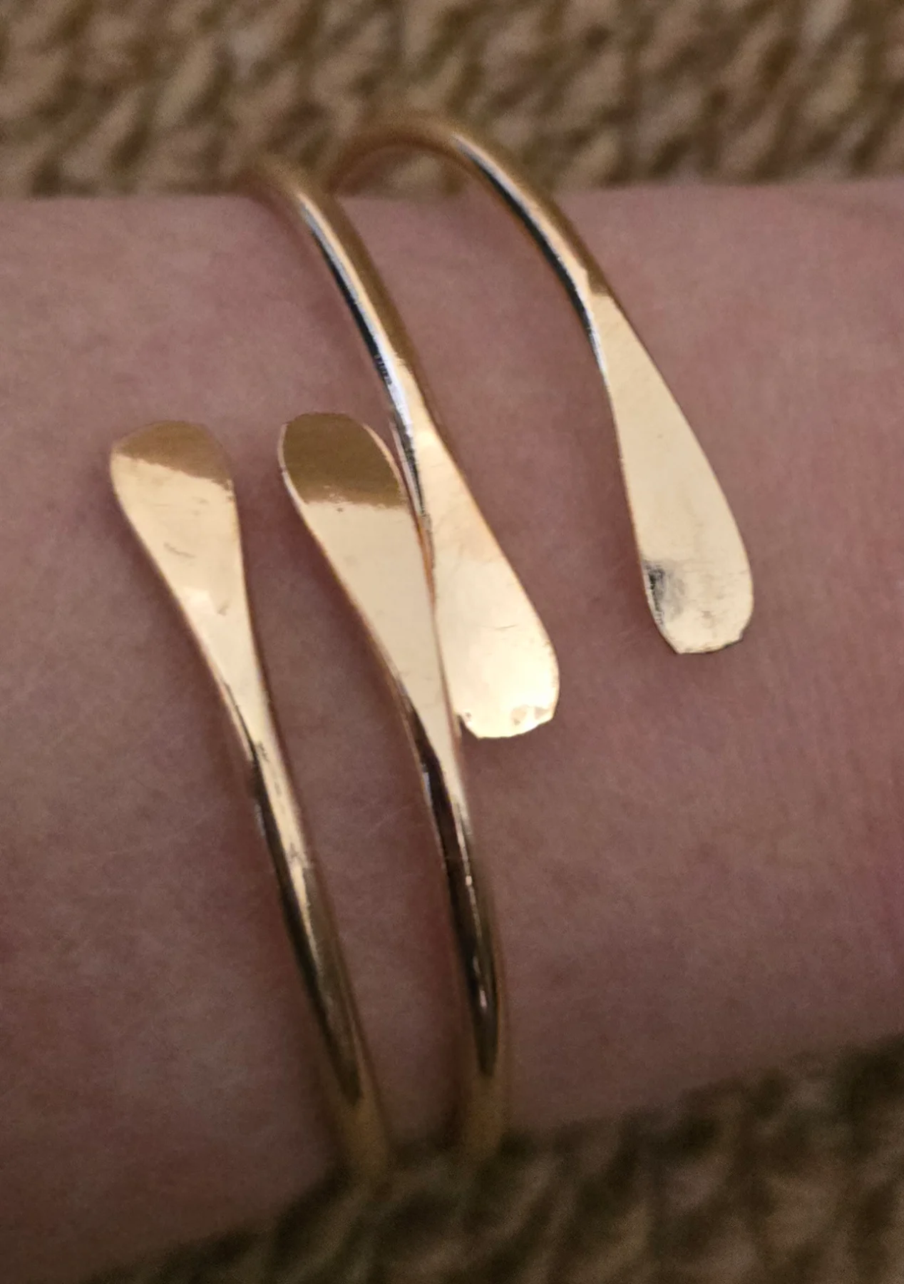Set of 2 Gold Tone Stainless Steel Adjustable Bangles