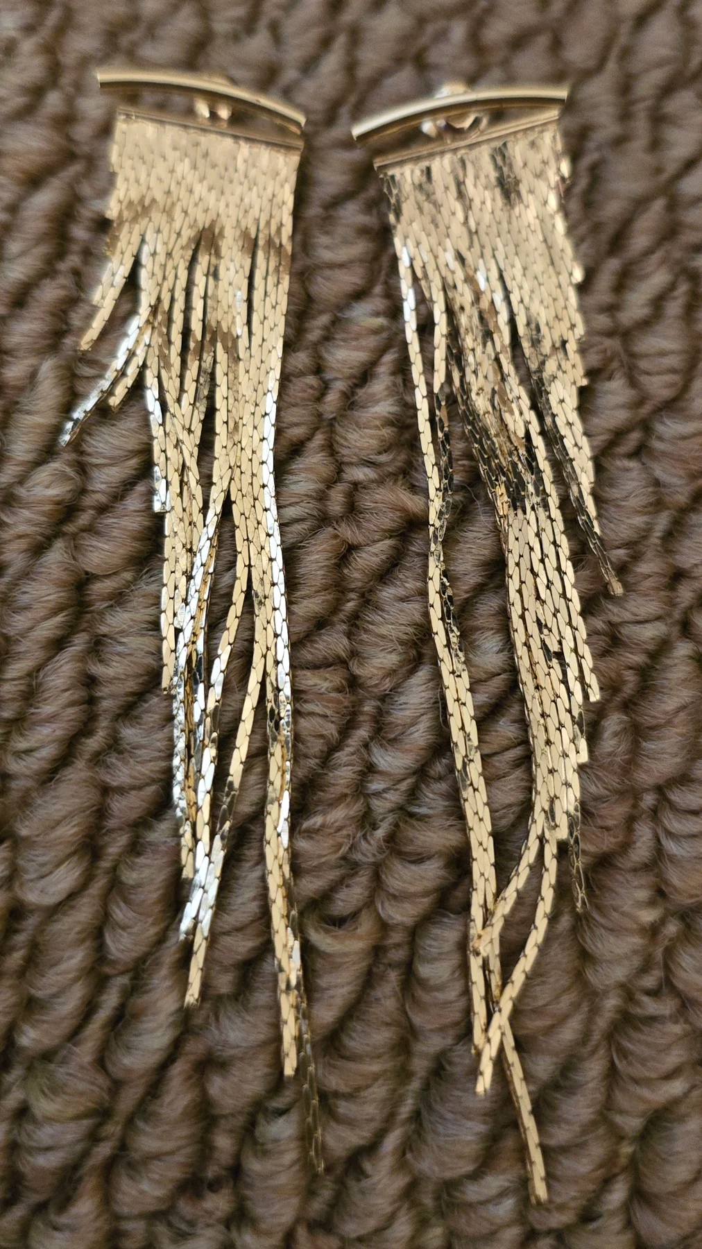 Stunning Gold Tone Multi Tassel Earrings.