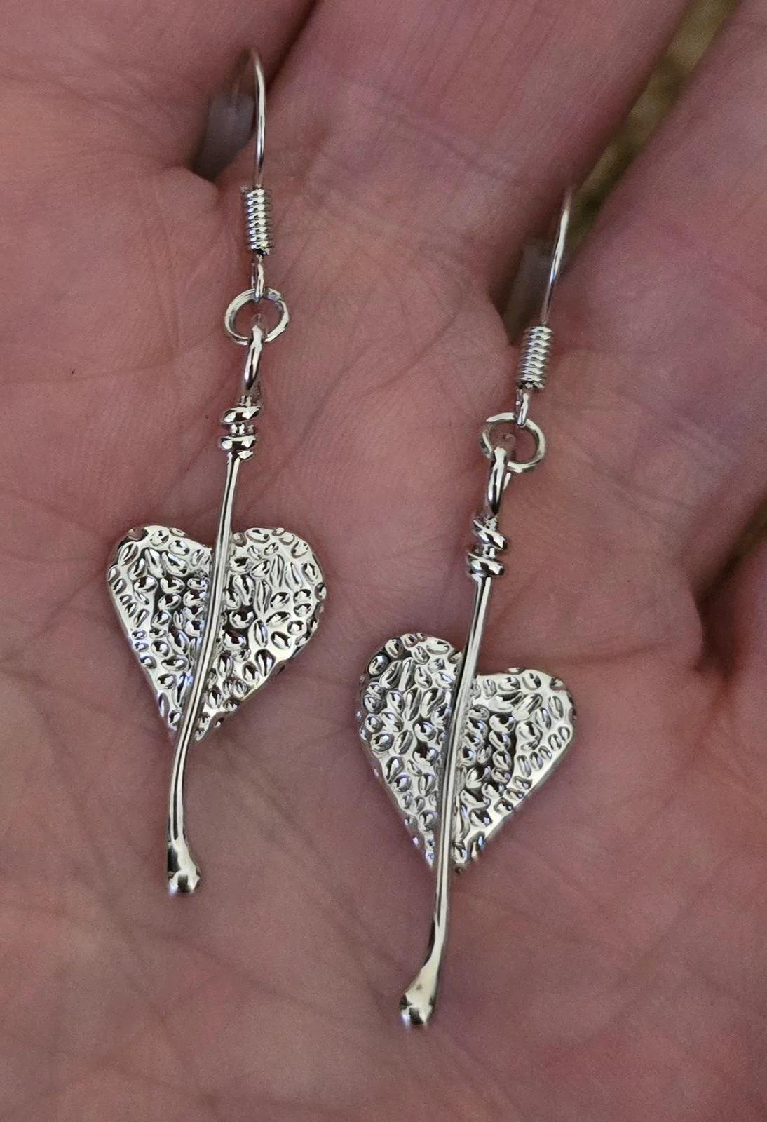 Silver Tone Heart Design Stainless Steel Earrings