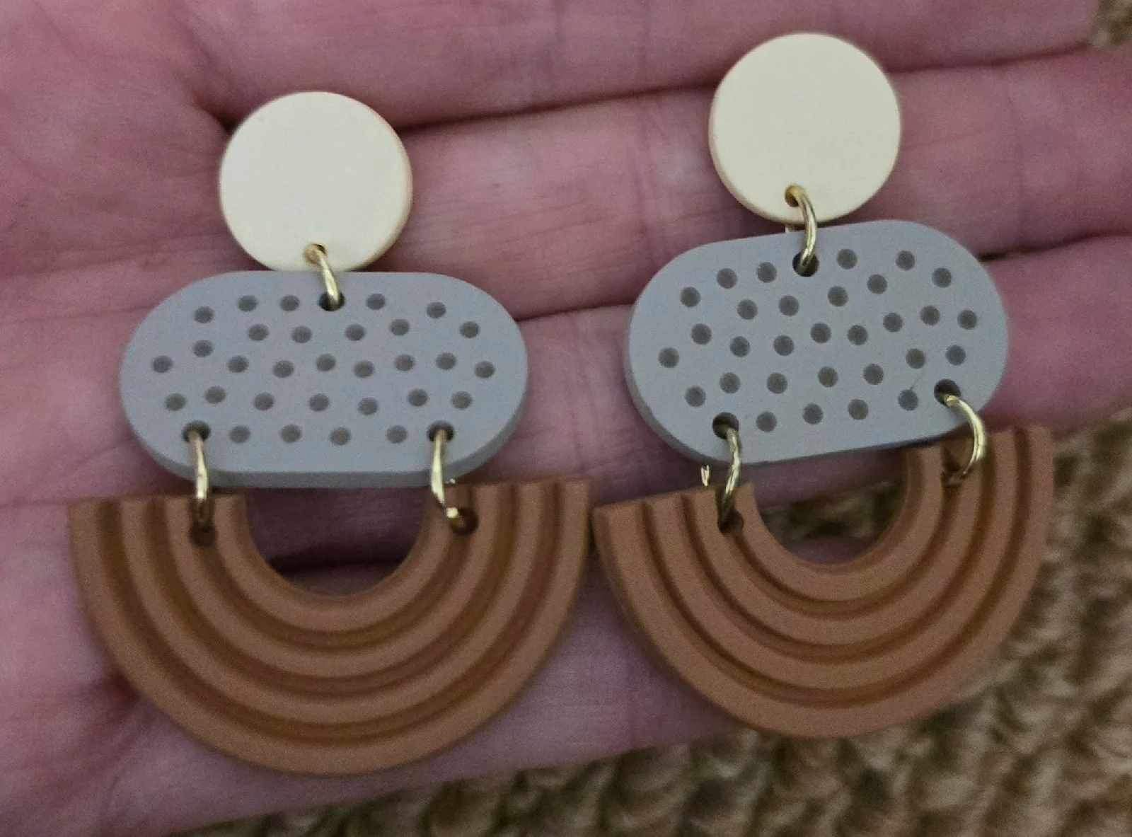 Taupe Tone Acrylic Earrings